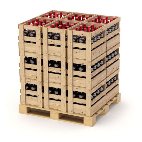 Fotografía con cajas de vino para distribución